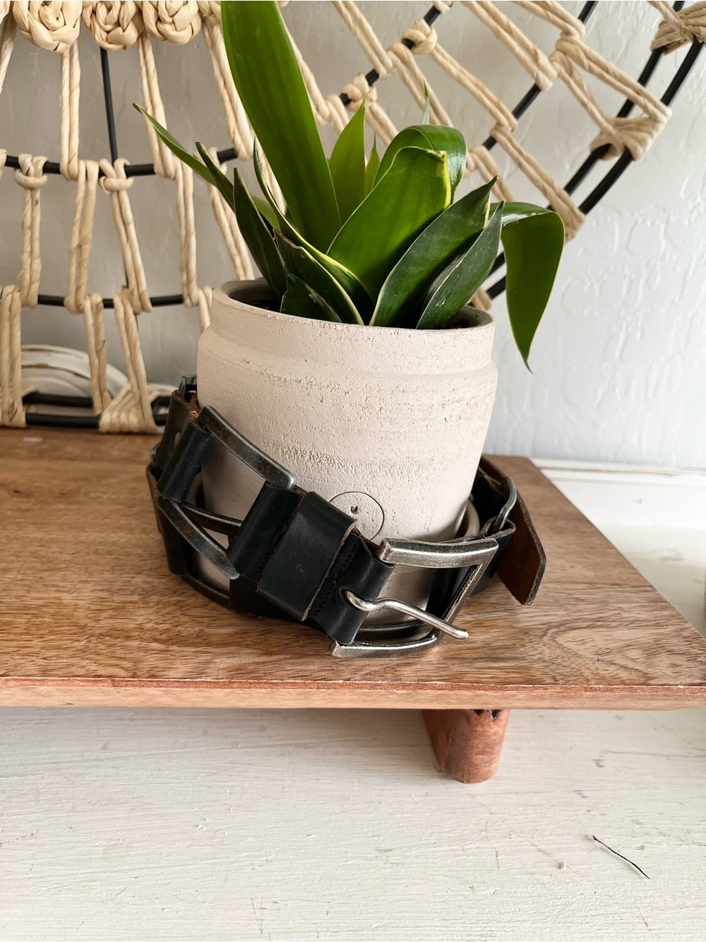 Vintage Y2K Leather Metal Chainlink Grunge Eclectic Belt Black Medium